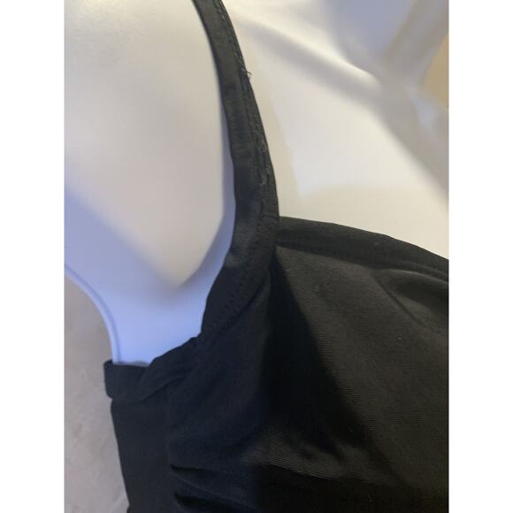 Merona One Piece Swimsuit Womens Medium Deep Black Spaghetti Straps Side Ruching - Picture 3 of 9
